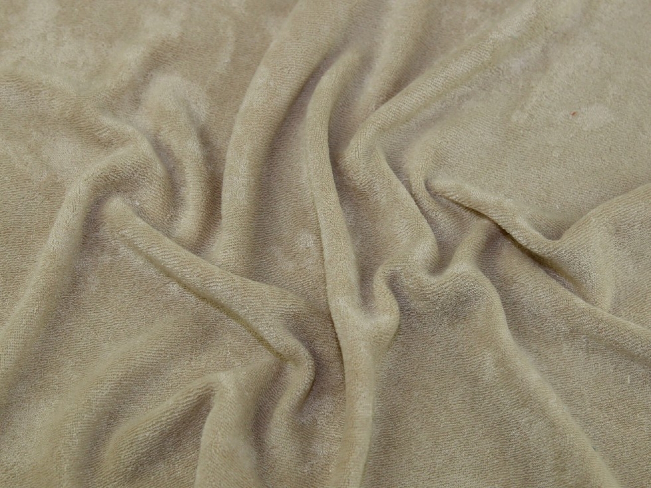 Stof France Bamboo Polyester Towelling Stretch Knit Fabric Beige