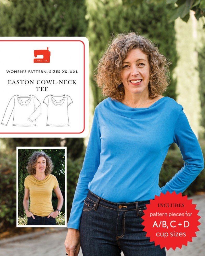 Liesl + Co Paper Sewing Pattern Easton Cowl Neck Tee