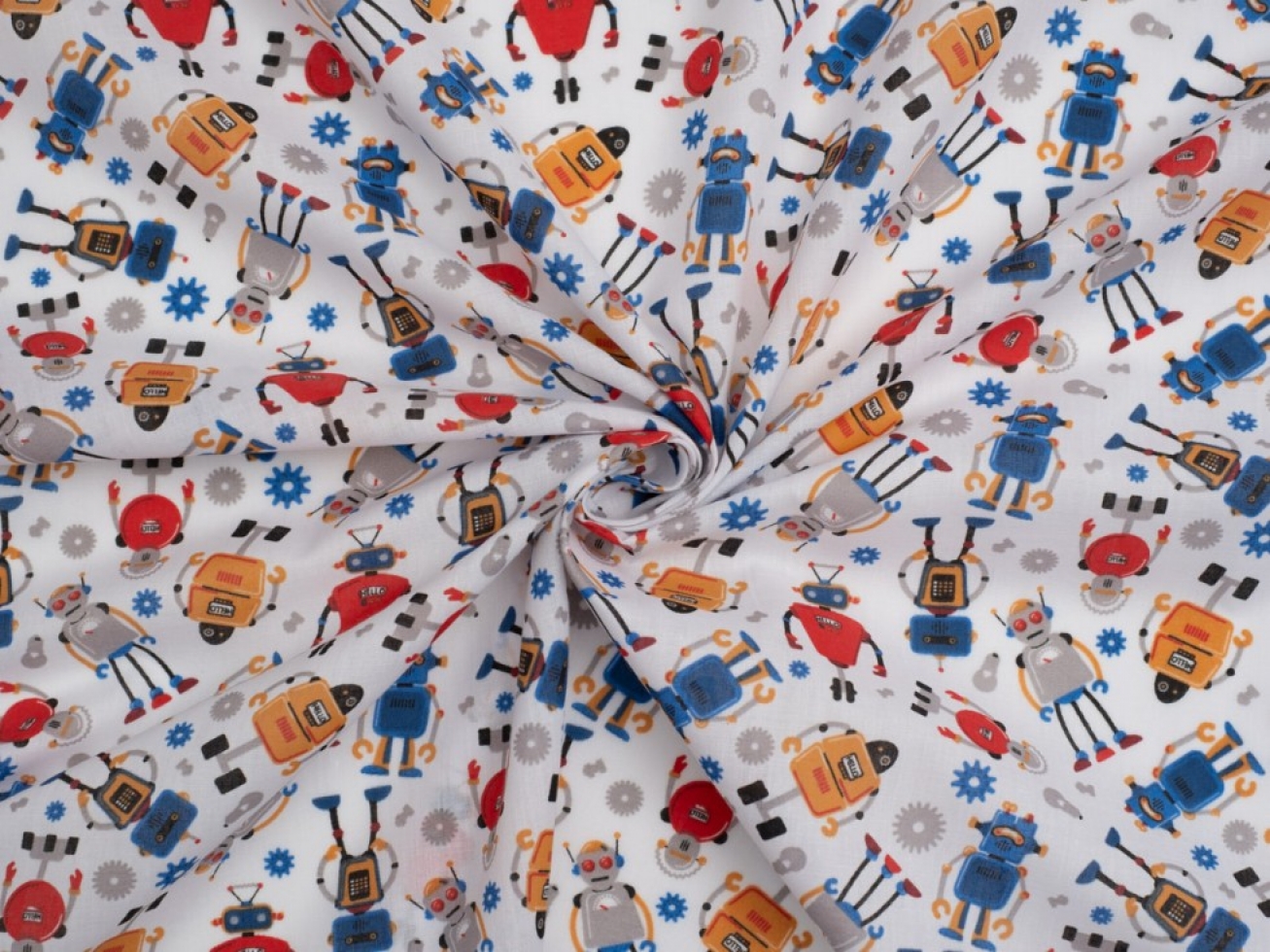 Printed Polycotton Fabric White