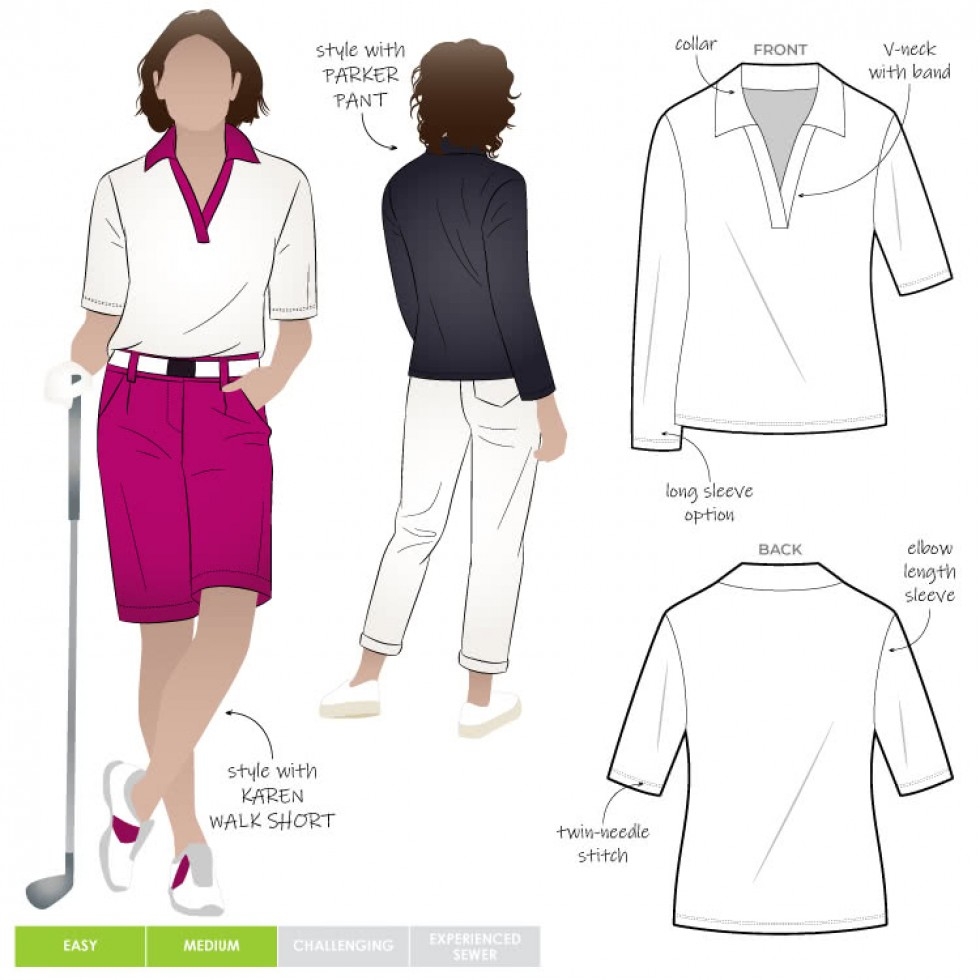 Style Arc Paper Sewing Pattern Raph Knit Polo Top