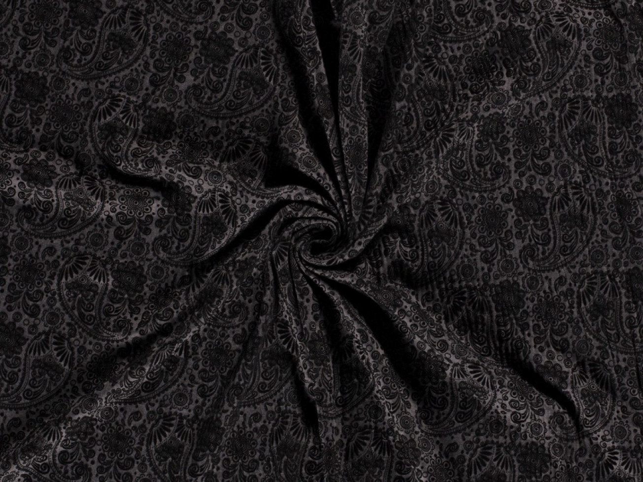Flocked Ponte Roma Double Stretch Knit Fabric Dark Grey