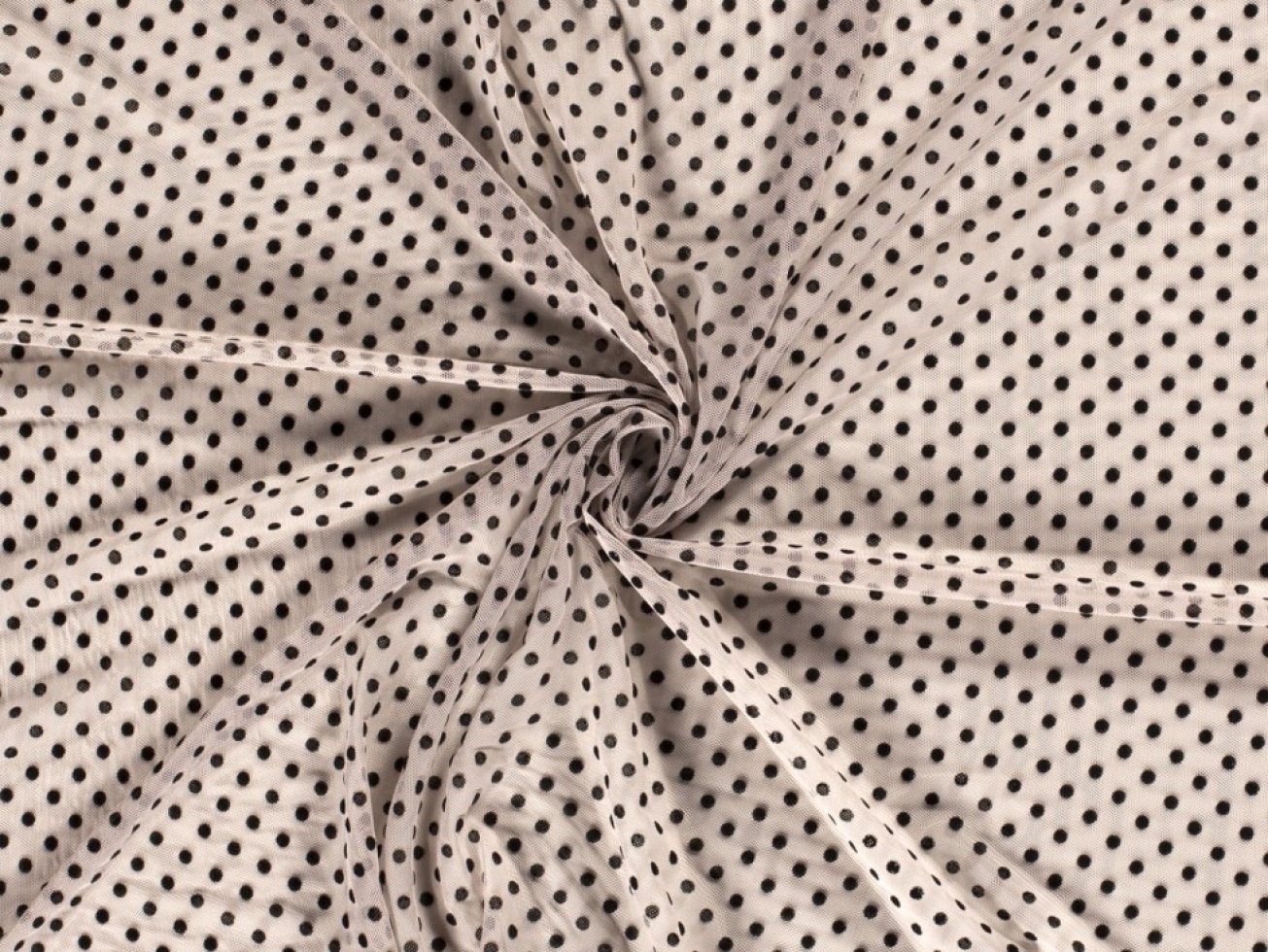Flocked Stretch Mesh Fabric Beige
