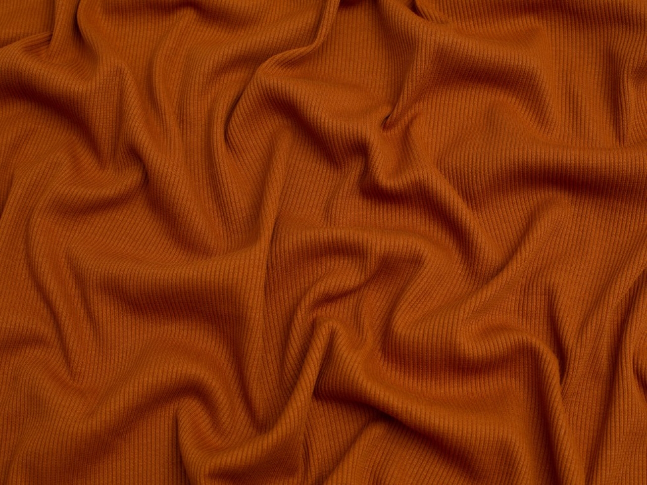 Minerva Core Range Cotton Rib Stretch Knit Fabric Rust