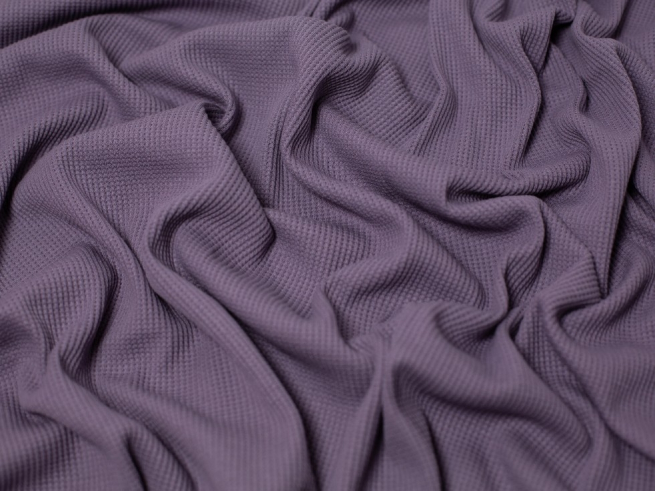 Minerva Core Range Cotton Waffle Textured Stretch Knit Fabric Purple Sage