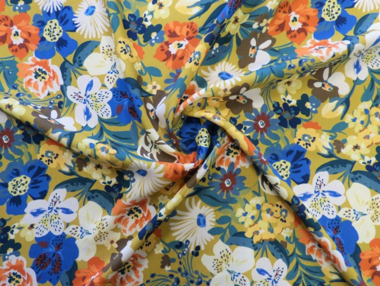 Lady McElroy Viscose Challis Fabric Multicoloured