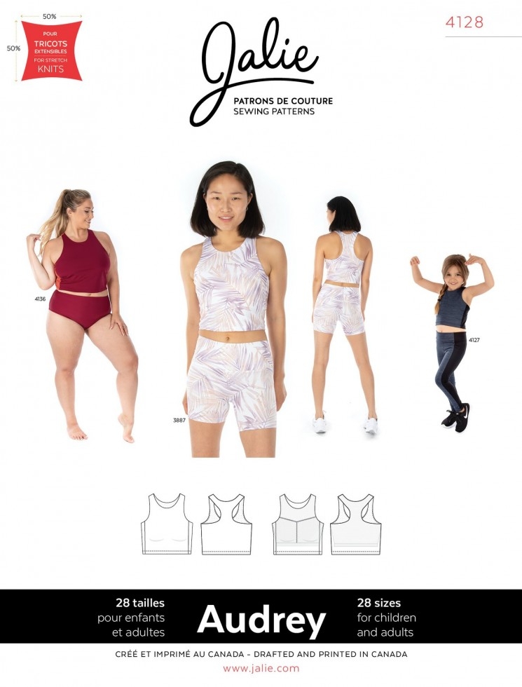 Jalie Paper Sewing Pattern 4128 Audrey Cropped Workout Top
