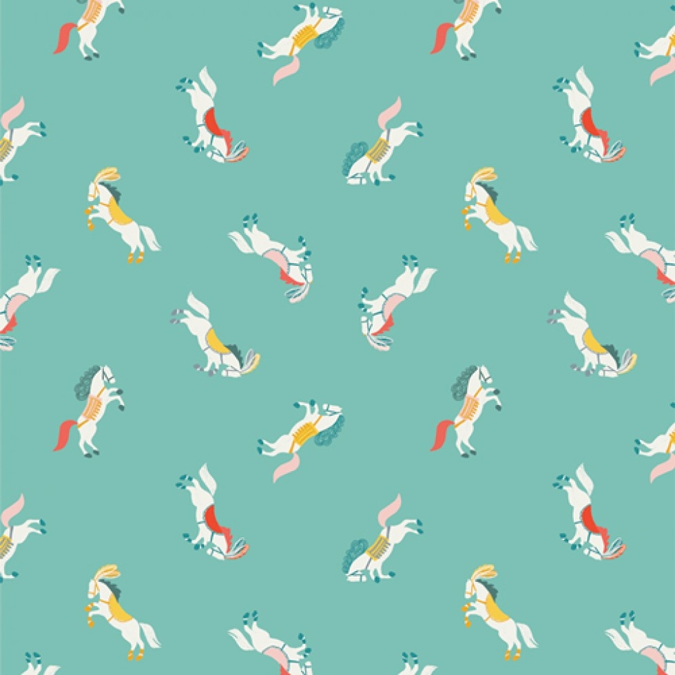 Art Gallery Fabrics Petite Circus 100% Cotton Poplin Fabric Rearing Horses Shine