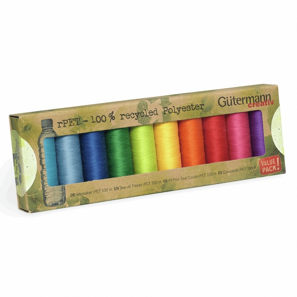 Gutermann Recycled rPET Eco Sew All Thread Set Bright Shades