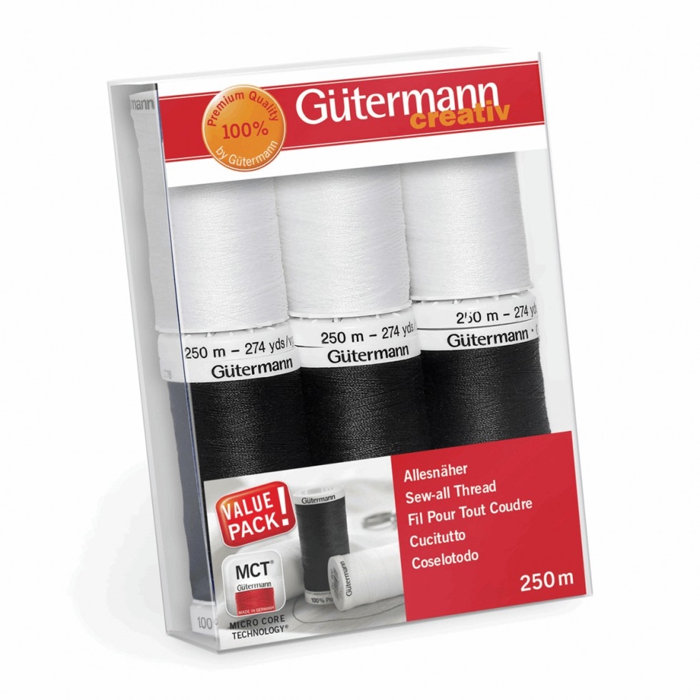 Gutermann Sew All Thread Set Black & White