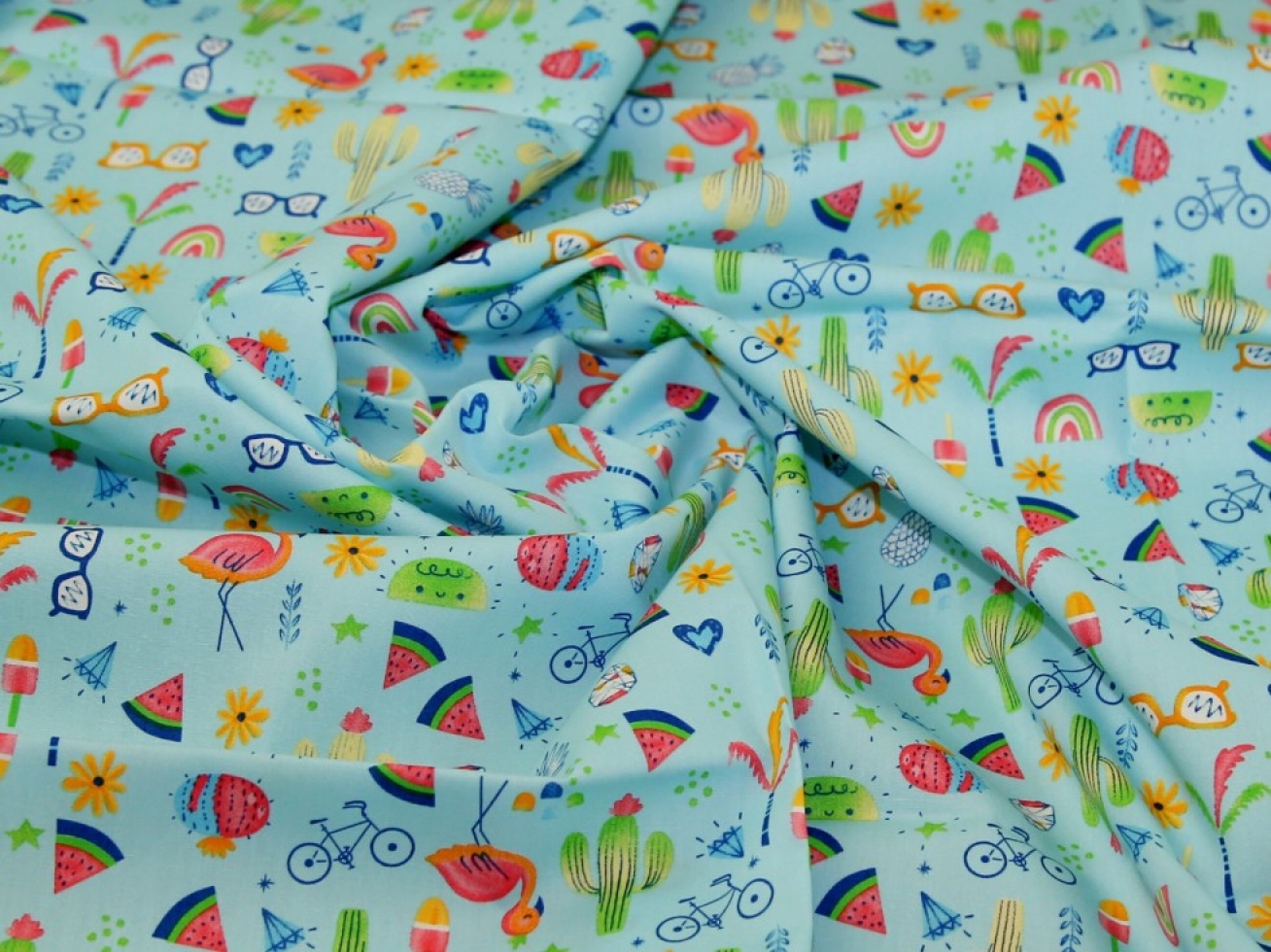Rose & Hubble 100% Cotton Poplin Fabric Aqua