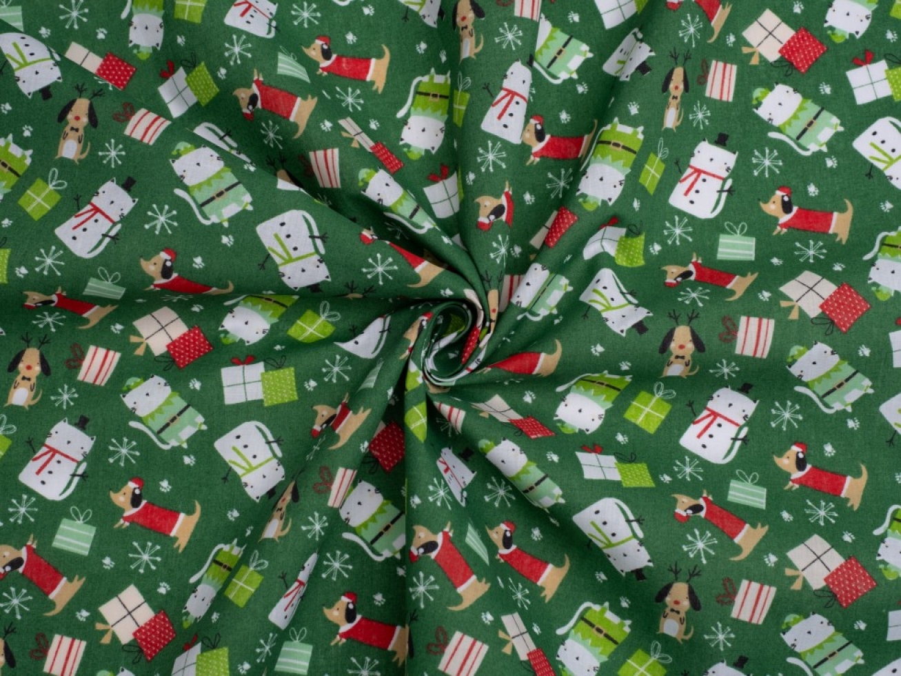 Printed Polycotton Fabric Green