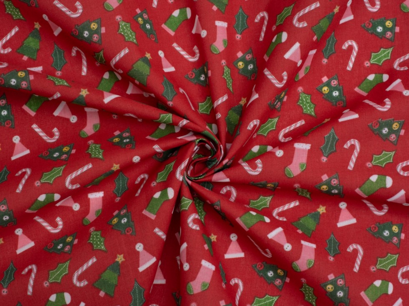 Printed Polycotton Fabric Red