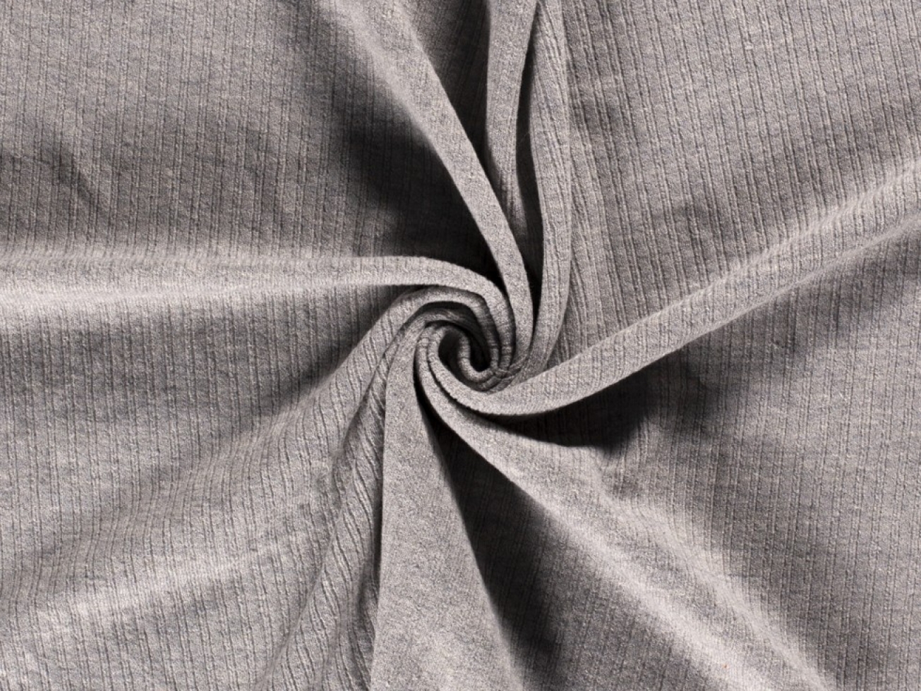 Heavy Wool Sweater Knit Stretch Fabric Silver Grey