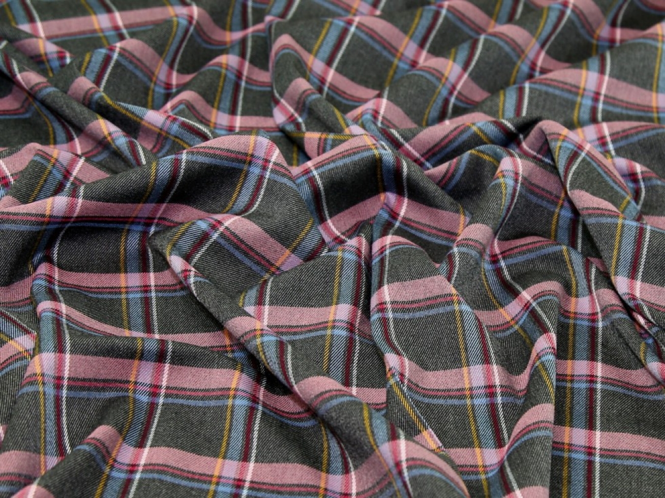 John Louden Poly Viscose Stretch Woven Suiting Fabric Pink & Grey