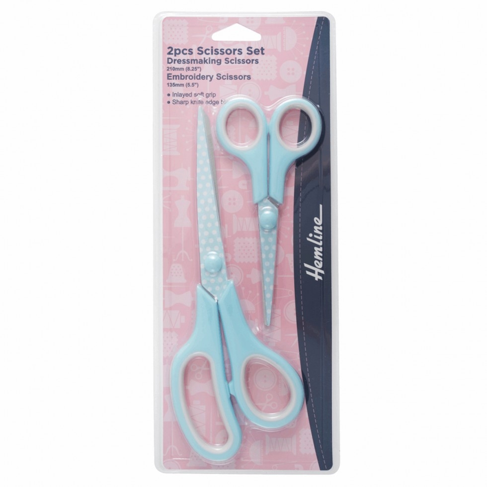 Hemline Polka Dot Scissors Set Blue