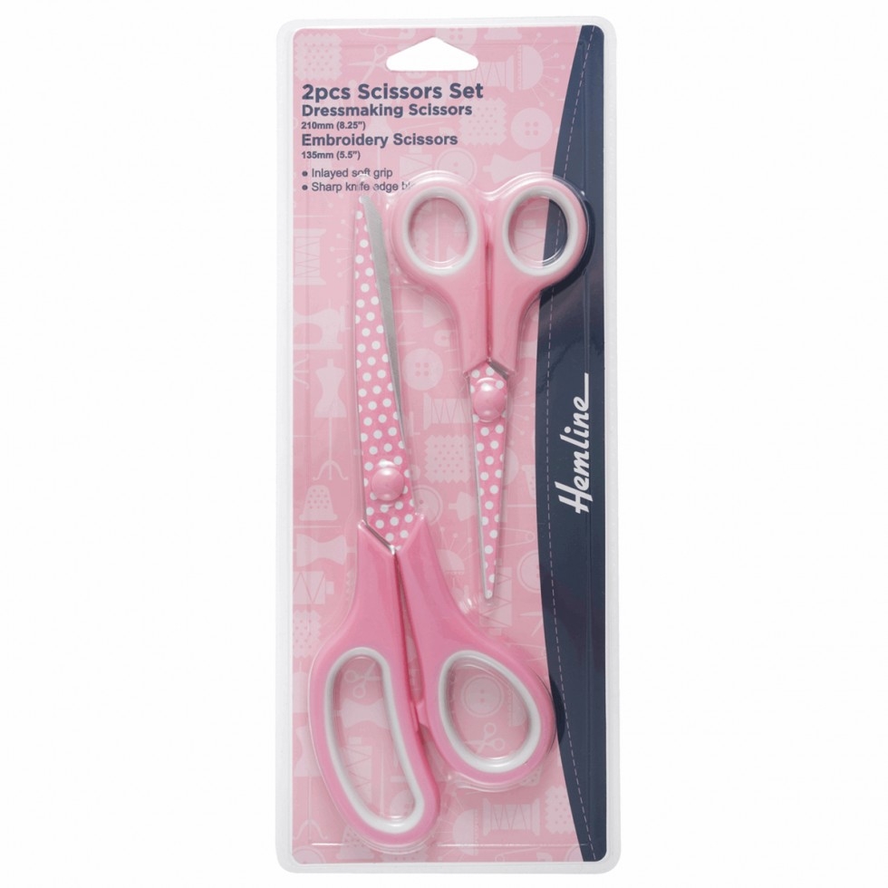 Hemline Polka Dot Scissors Set Pink