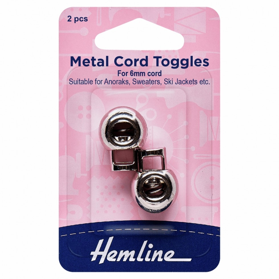 Hemline Adjustable Metal Cord Toggles Silver