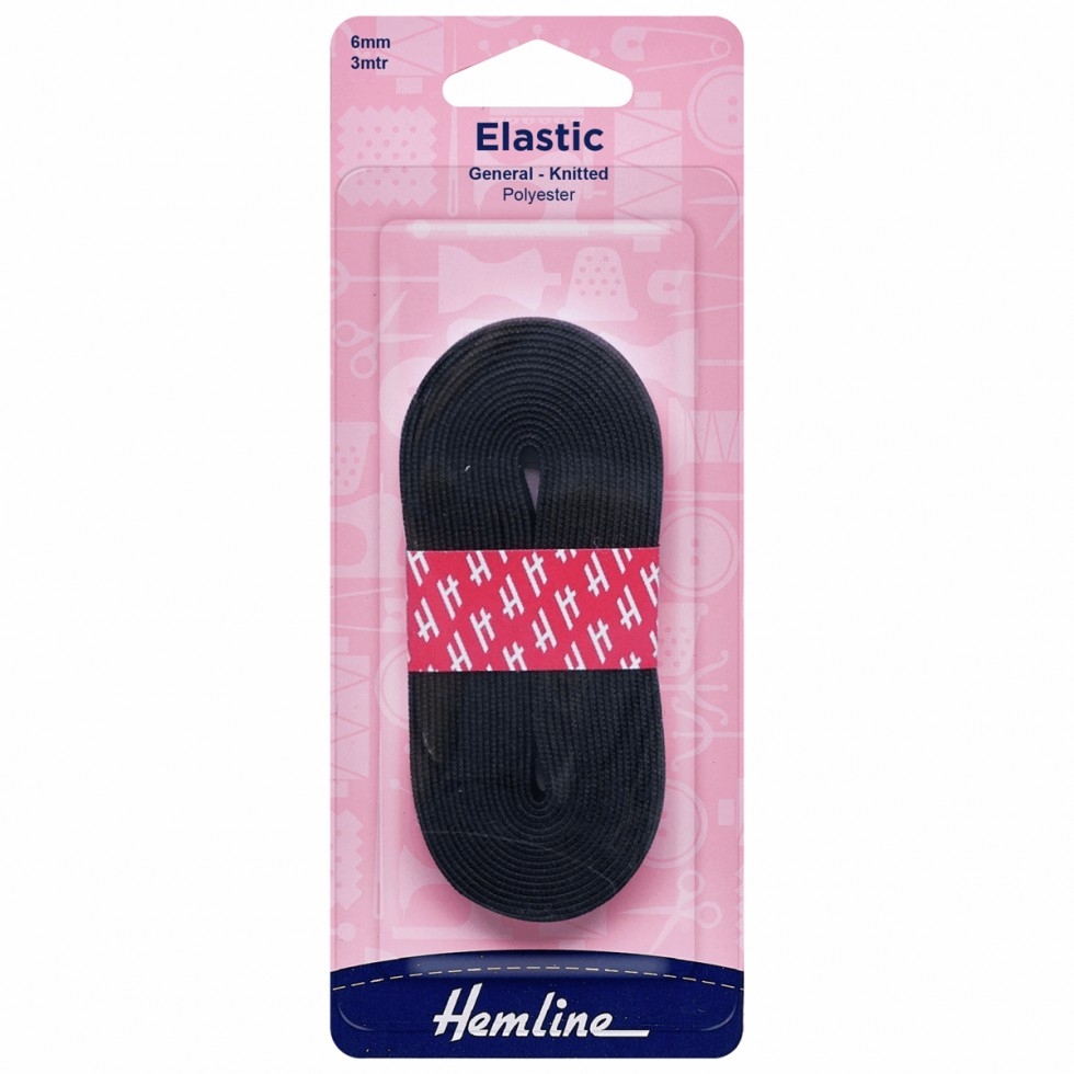 Hemline Soft Knitted Elastic Black