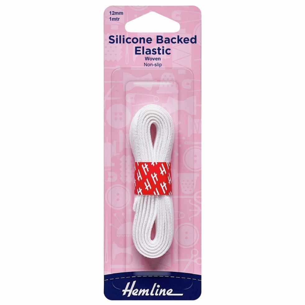 Hemline Silicone Backed Elastic White