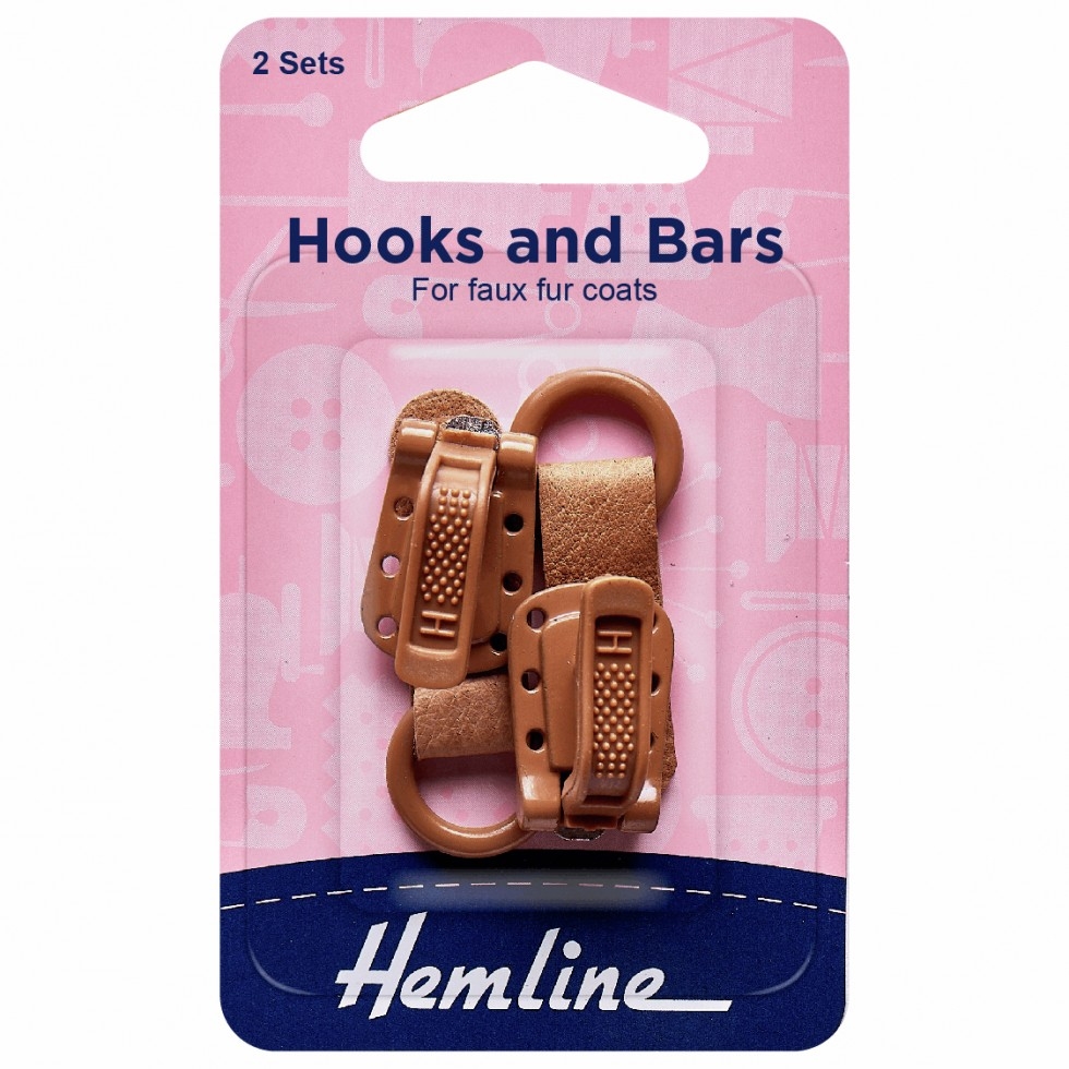 Hemline Coat Hook and Bar Fasteners Brown
