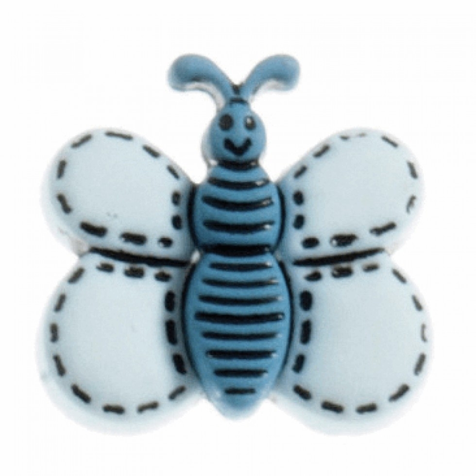 Hemline Butterfly Shape Buttons Blue