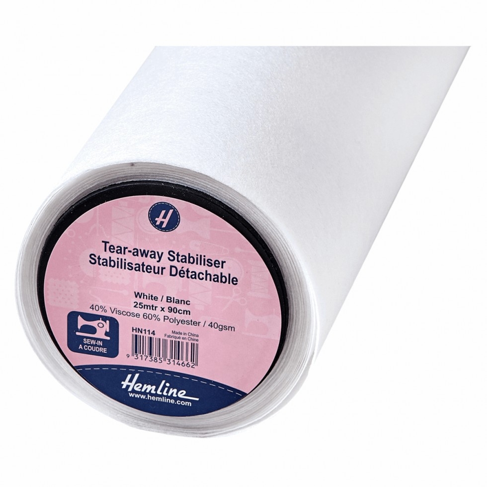 Hemline Sew In Tear Away Embroidery Stabiliser White