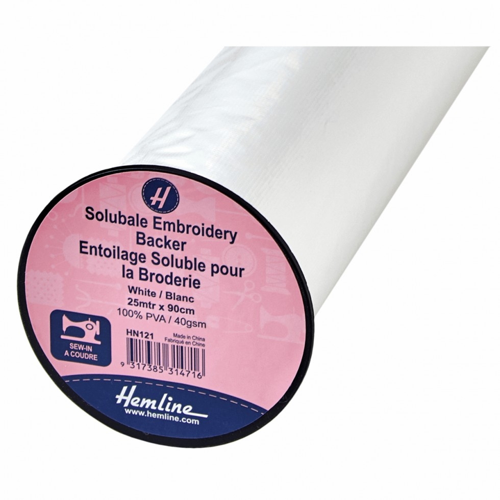 Hemline Soluble Embroidery Backer White