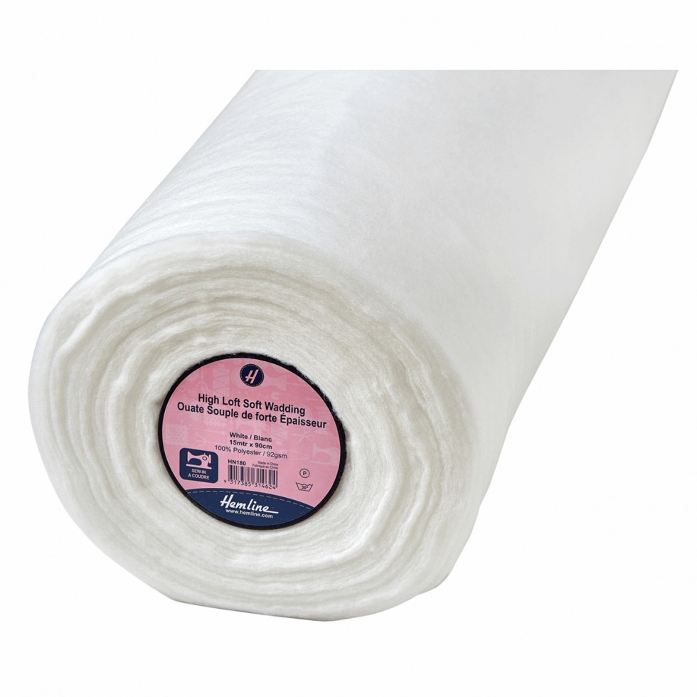 Hemline High Loft Soft Sew In Batting Wadding White