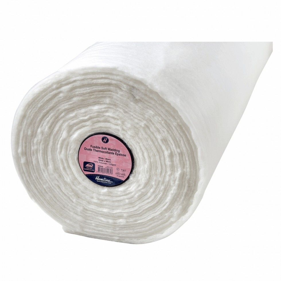 Hemline Fusible Soft Iron On Batting Wadding White