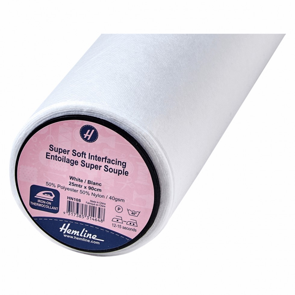 Hemline Super Soft Light Iron On Interfacing White