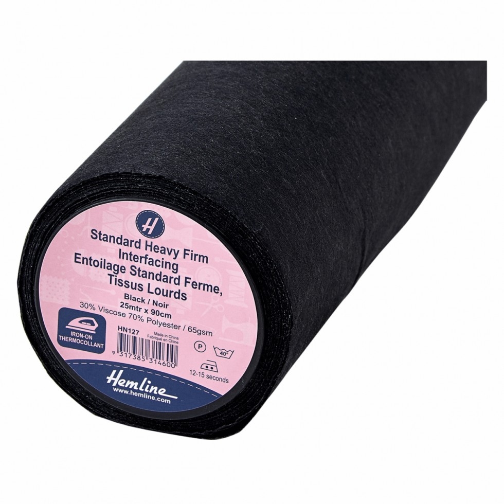 Hemline Heavy Firm Iron On Interfacing Black