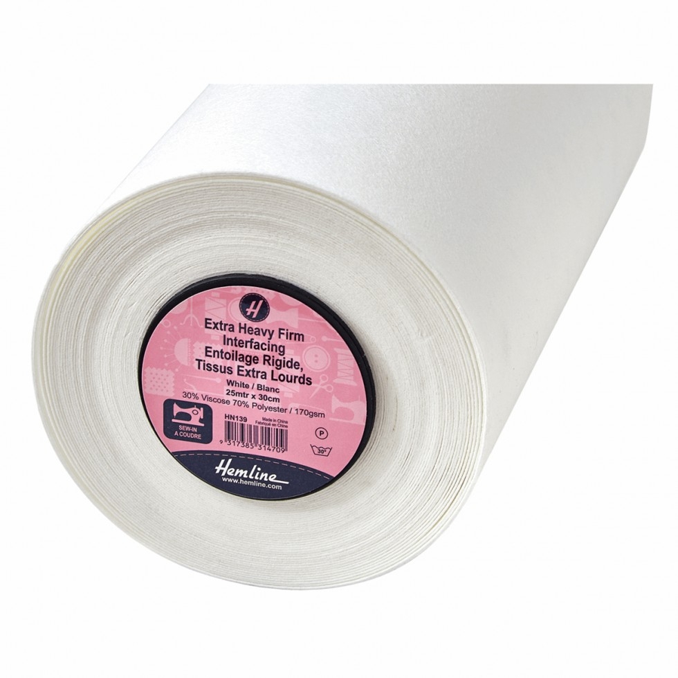 Hemline Extra Heavy Firm Sew In Interfacing White