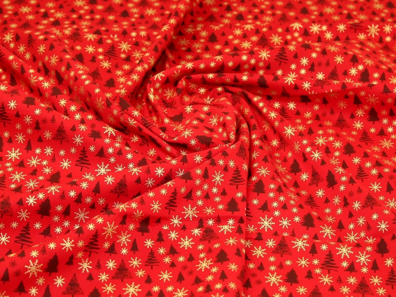 Metallic 100% Cotton Fabric Red