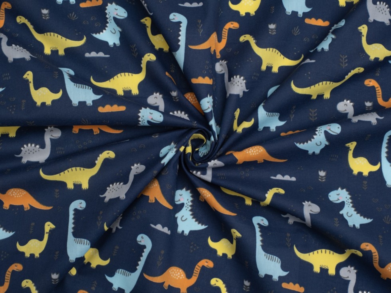 Printed Polycotton Fabric Navy