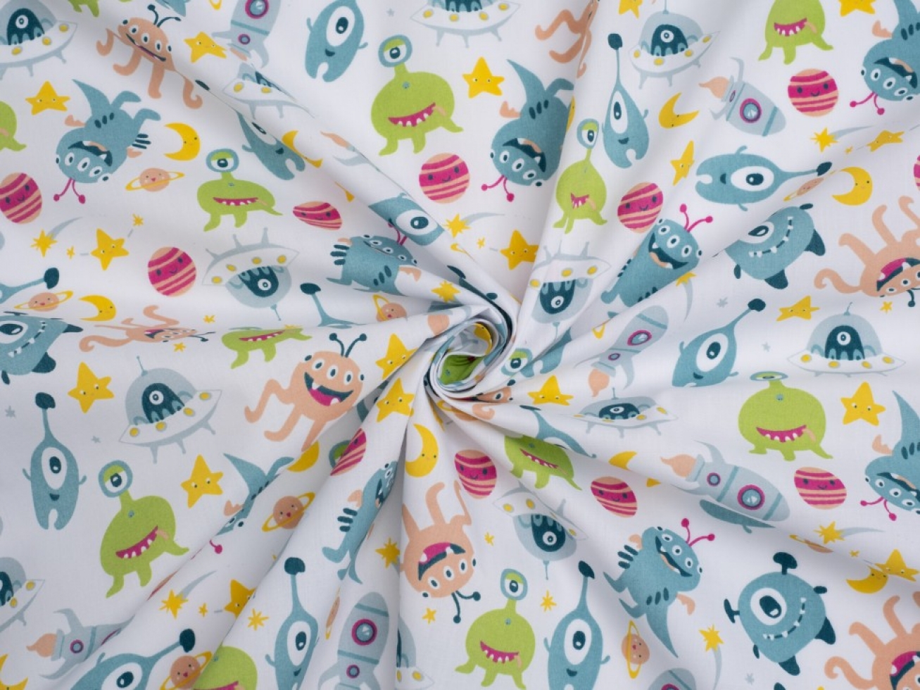 Printed Polycotton Fabric Multicoloured