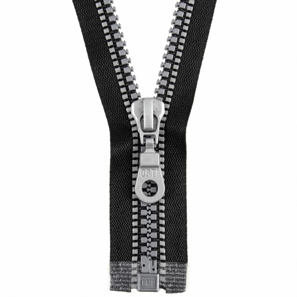 Opti Reflective Sport Plastic Open End Zips Black