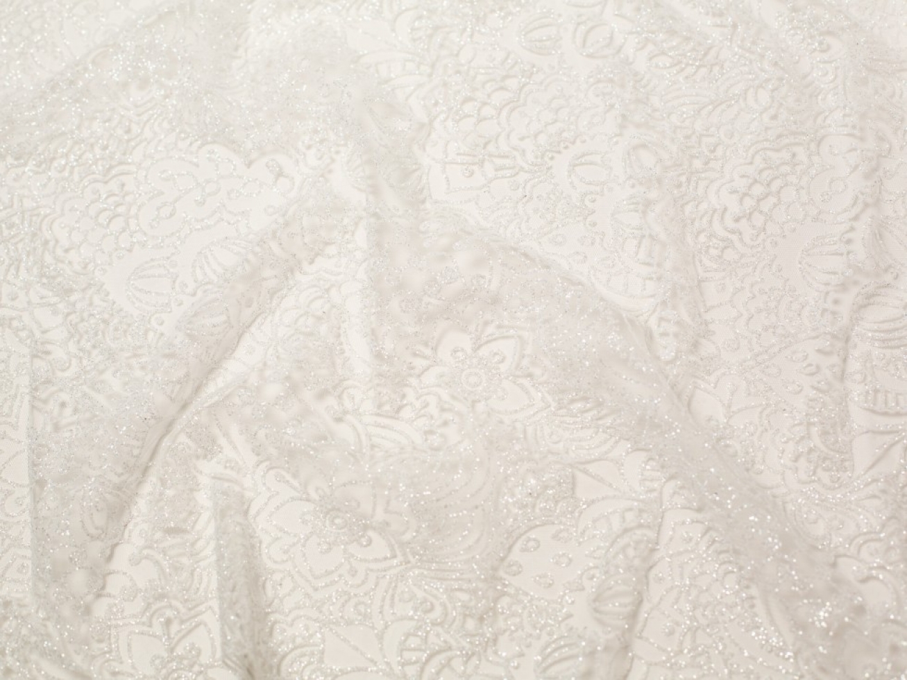 Minerva Core Range Glisten Glitter Tulle Net Fabric Ivory