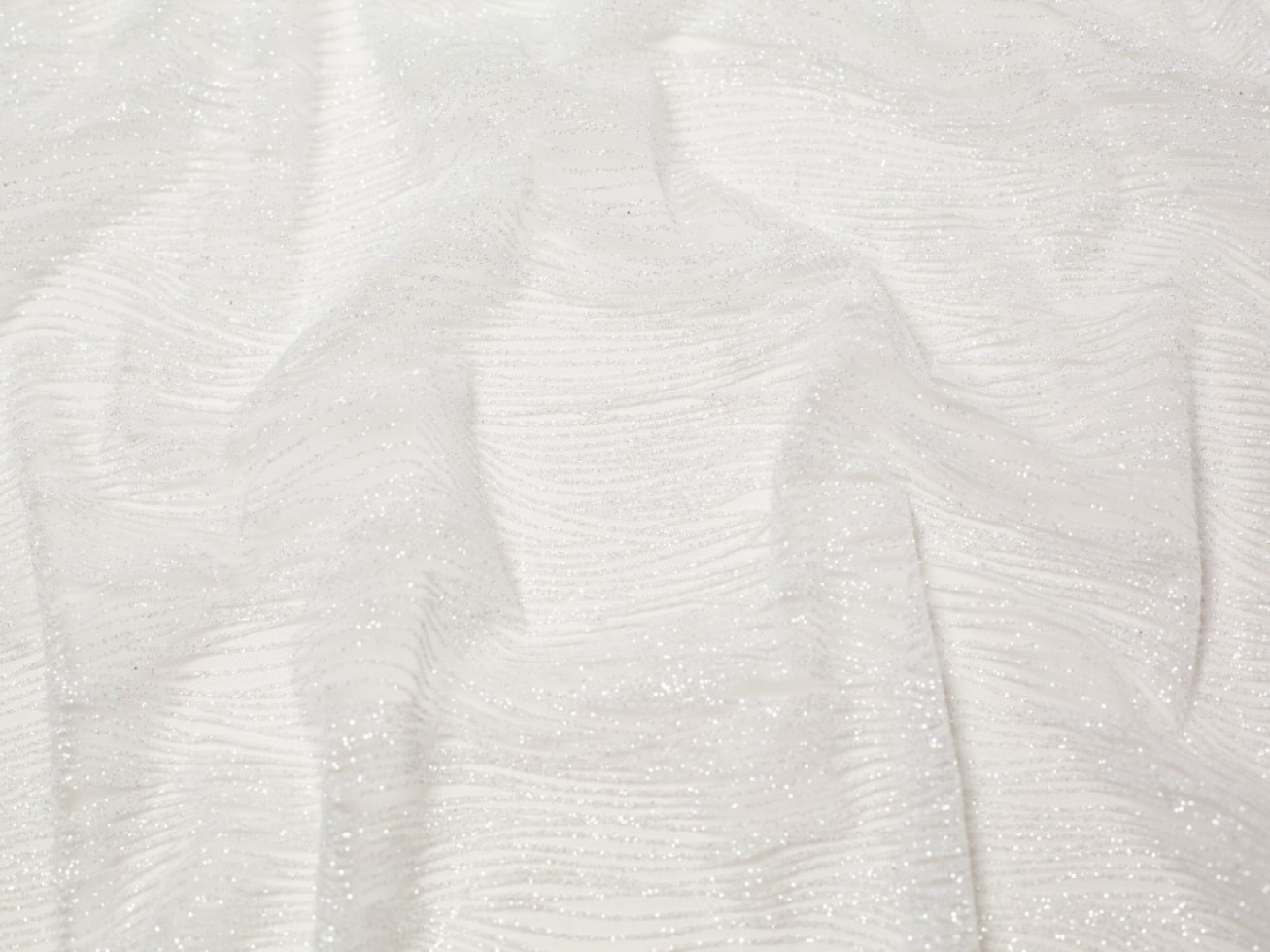Minerva Core Range Ripple Glitter Tulle Net Fabric Ivory
