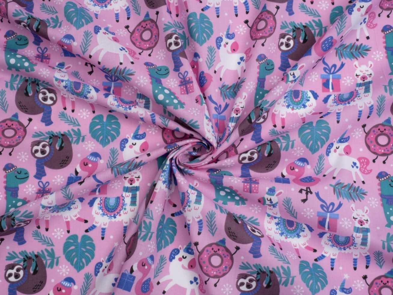 Printed Polycotton Fabric Pink