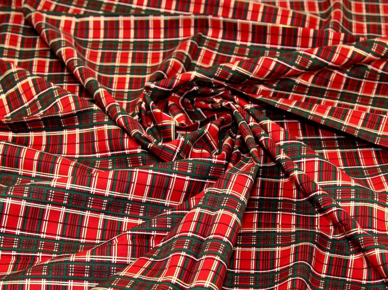 Metallic 100% Cotton Fabric Red