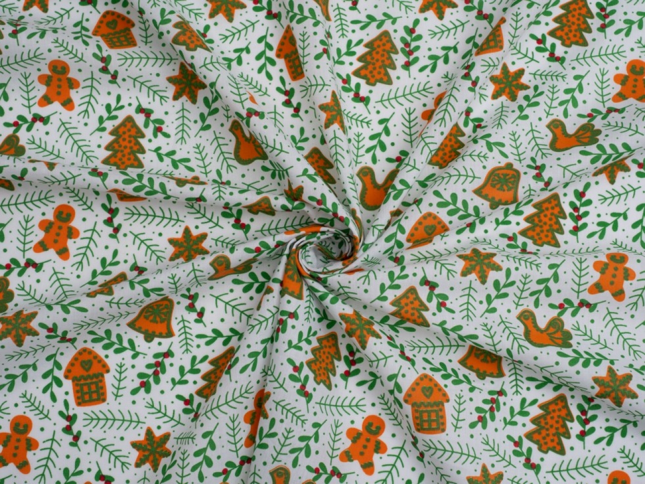 Printed Polycotton Fabric White