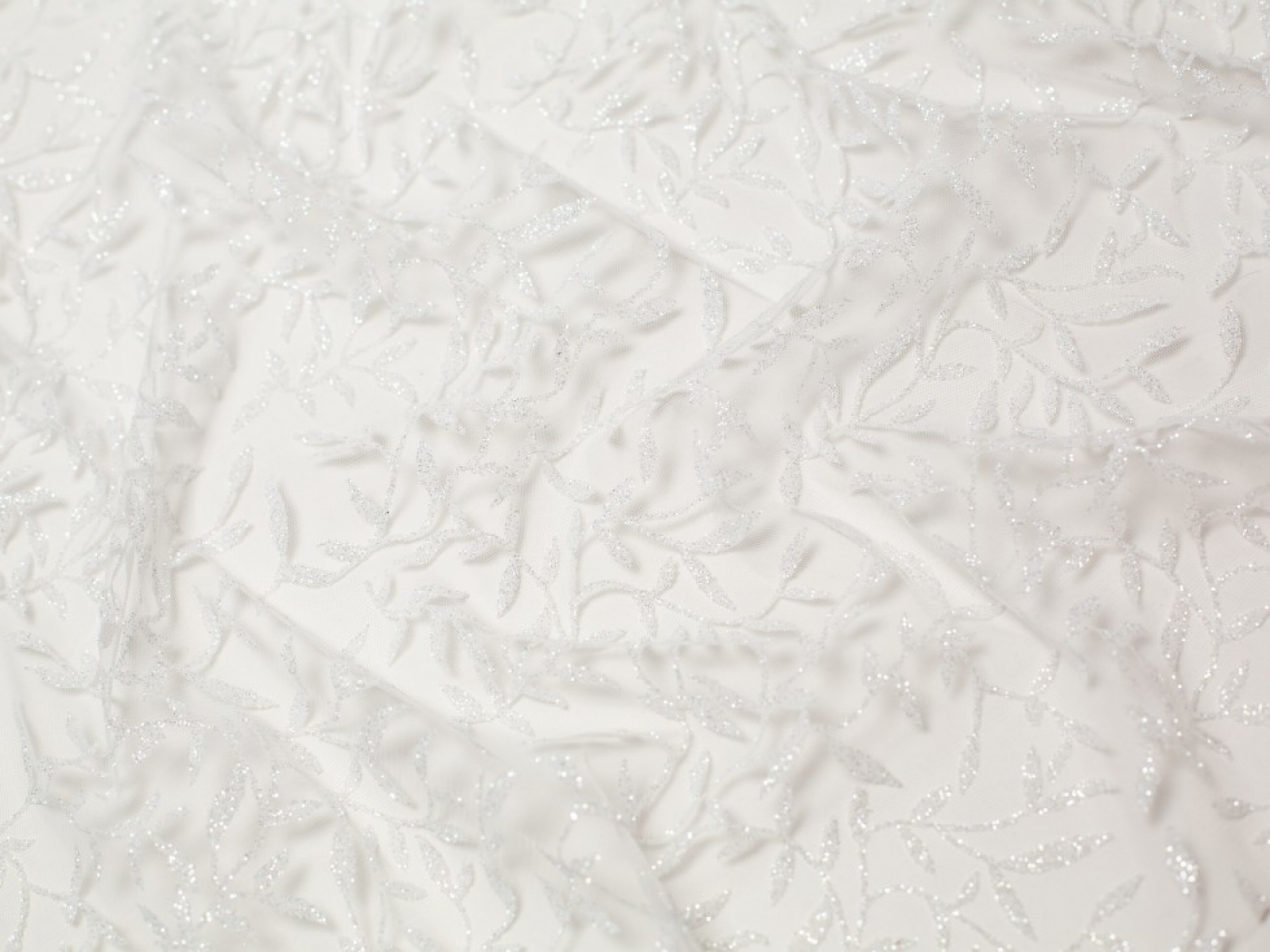 Minerva Core Range Jasmine Glitter Tulle Net Fabric Porcelain