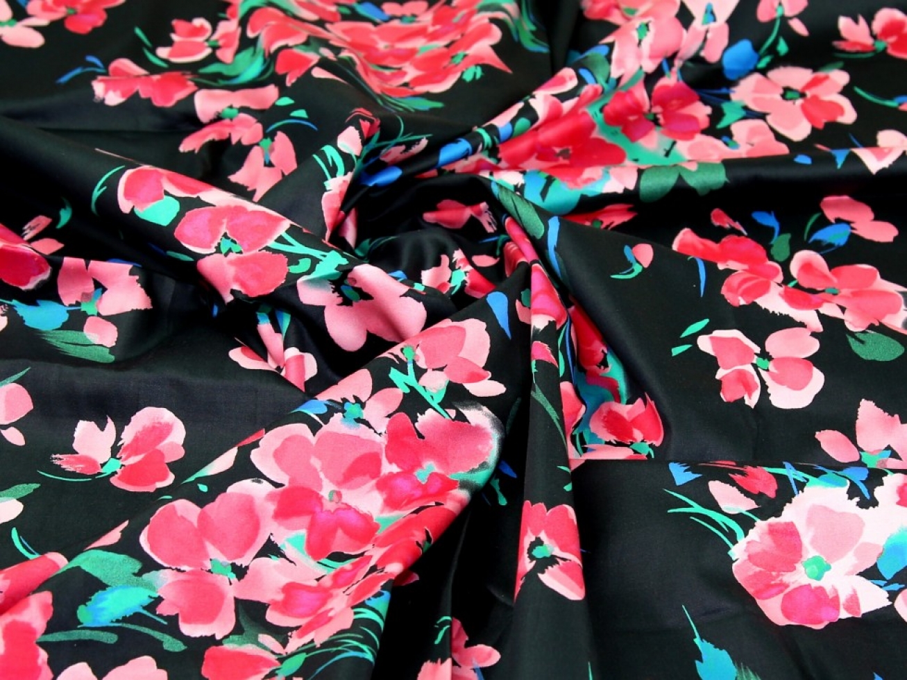 John Kaldor Lizzano Cotton Sateen Fabric Pink on Black