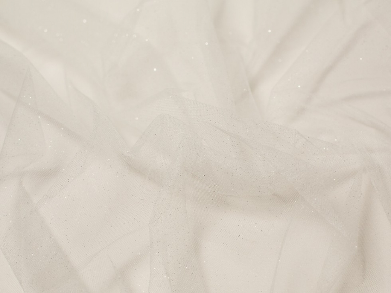 Minerva Core Range Stardust Glitter Tulle Fabric Ivory