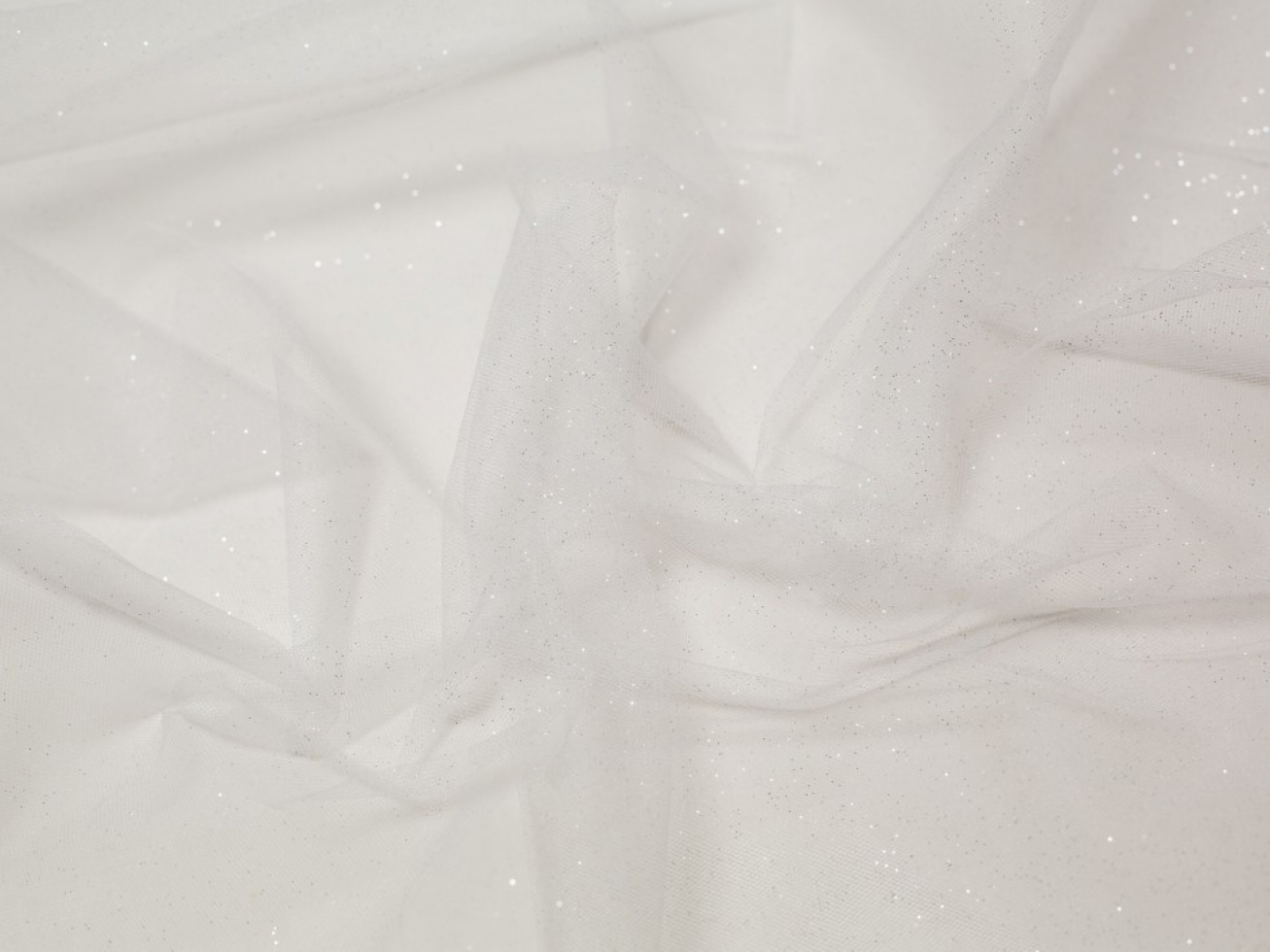 Minerva Core Range Stardust Glitter Tulle Fabric White