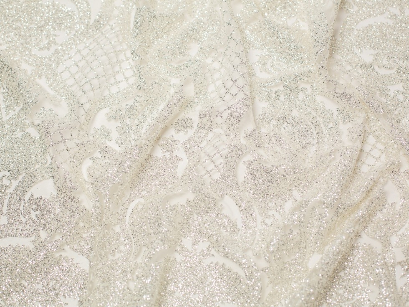 Minerva Core Range Billie Glitter Tulle Net Fabric Silver