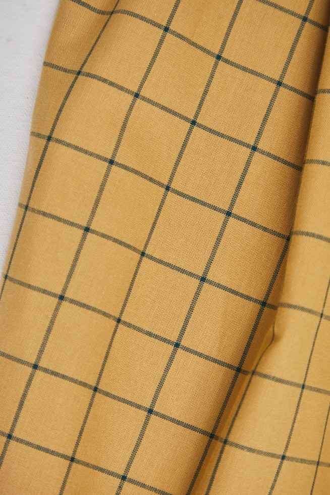 Mind The MAKER Organic Yarn Dyed Oxford Cotton Fabric Dry Mustard & Bottle Green