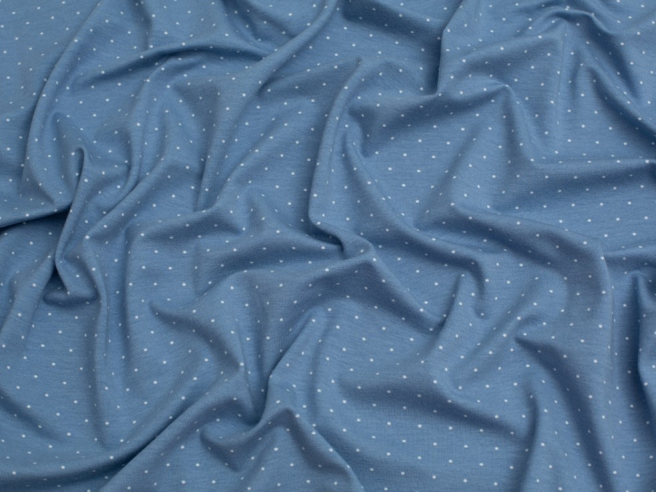 Minerva Core Range Pindot Cotton Jersey Stretch Knit Fabric Cornflower Blue