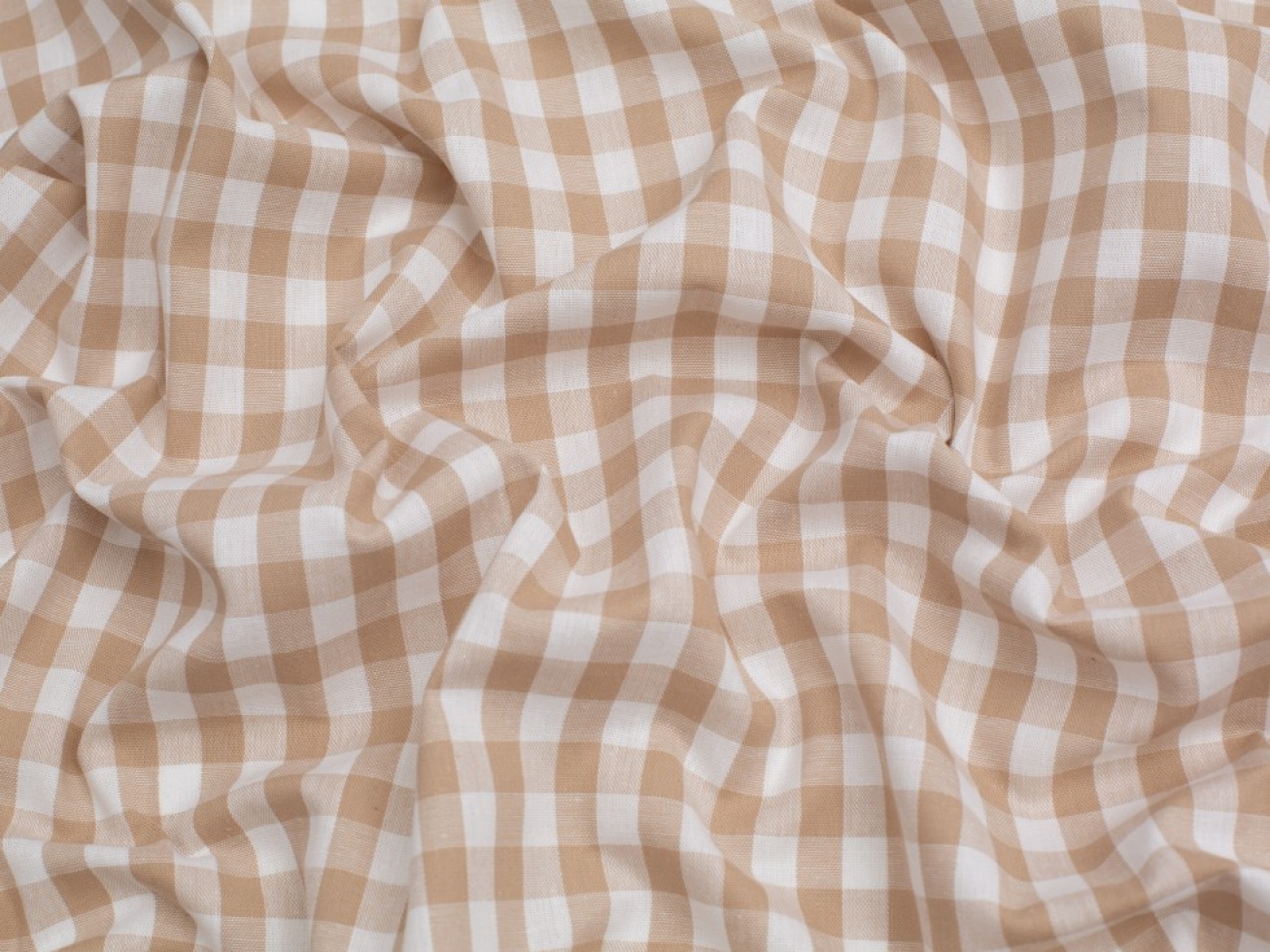 Minerva Core Range 3/8 inch 100% Cotton Gingham Fabric Beige