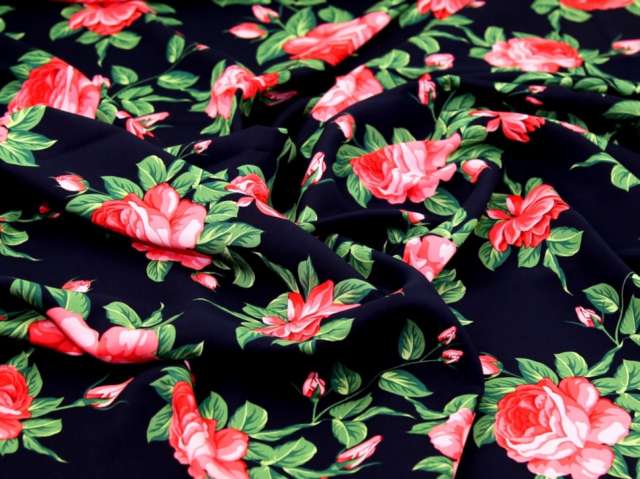 Viscose Challis Fabric Navy
